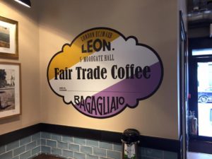 Image of internal wall graphic at Leon Restaurant in Moorgate London. Sign Project by Avon Signs