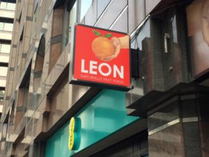 Image of Outdoor Projection Sign at Leon Restaurant - Manufactured and installed by Avon Signs